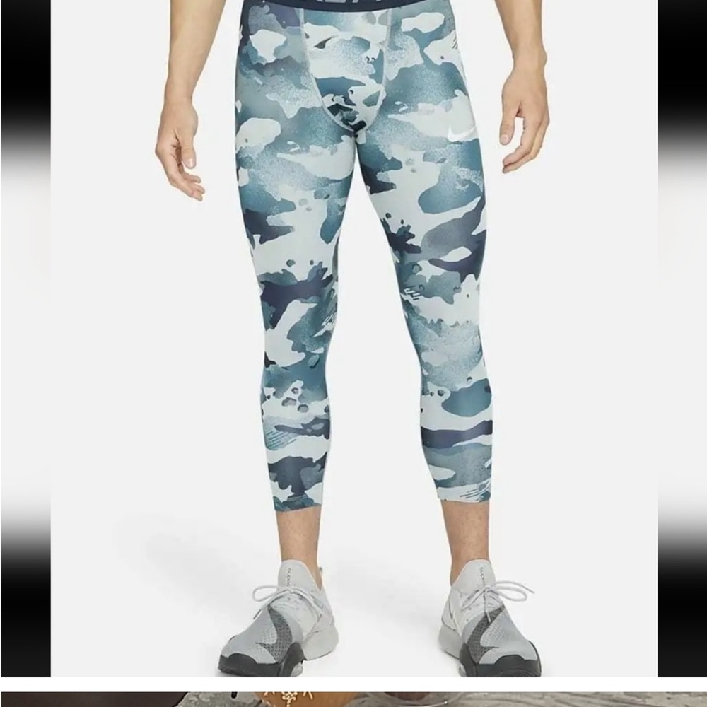 NIKE MEN'S PRO DRI FIT CAMO TRAINING LEGINGS PANTS MEDIUM LIKE NEW